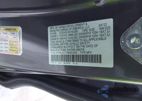 2022 Honda Odyssey Ex-L from USA, damaged, VIN 5FNRL6H73NB063959